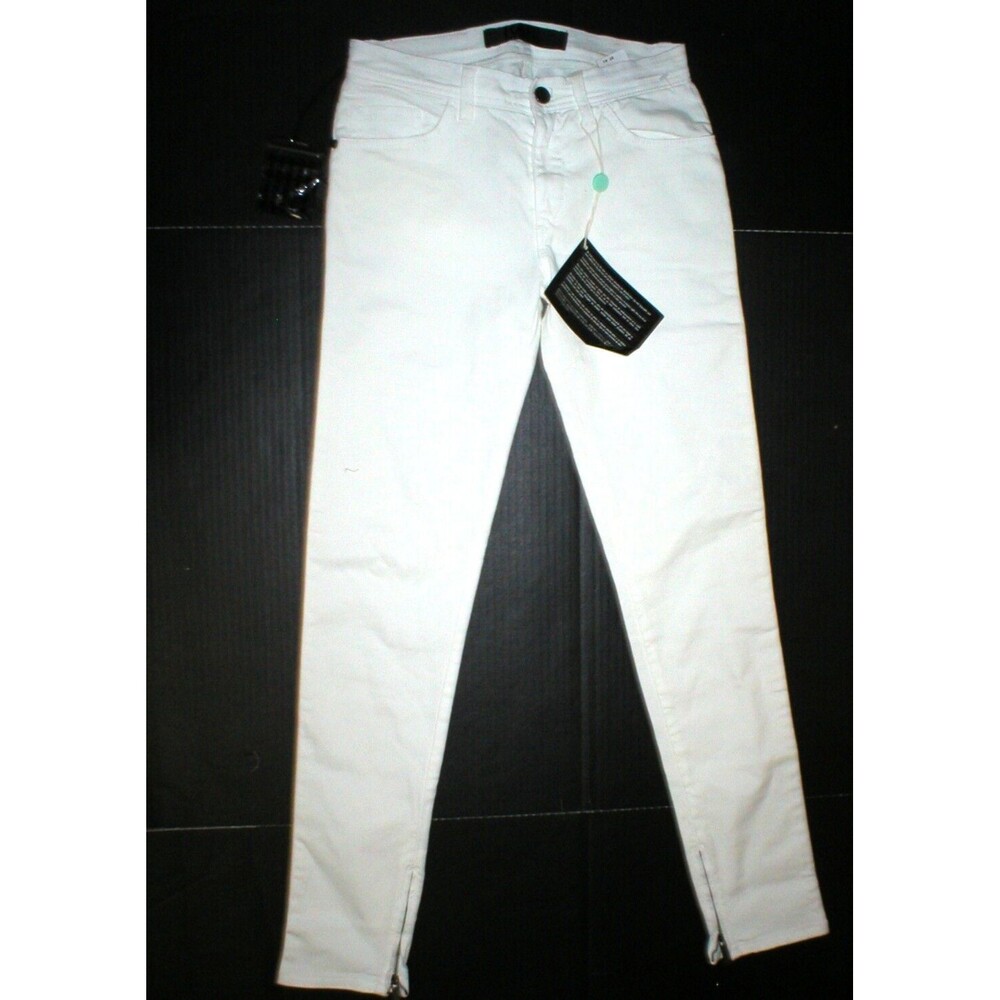 New NWT Designer Karl Lagerfeld White Jeans Womens Zipper Legs Skinny 27 Italy